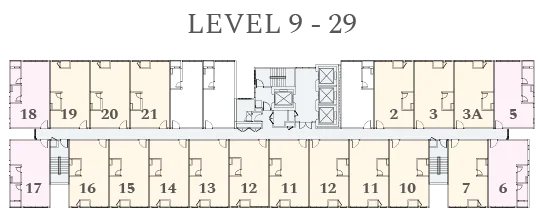 Level 9 to 29 typical floor plan