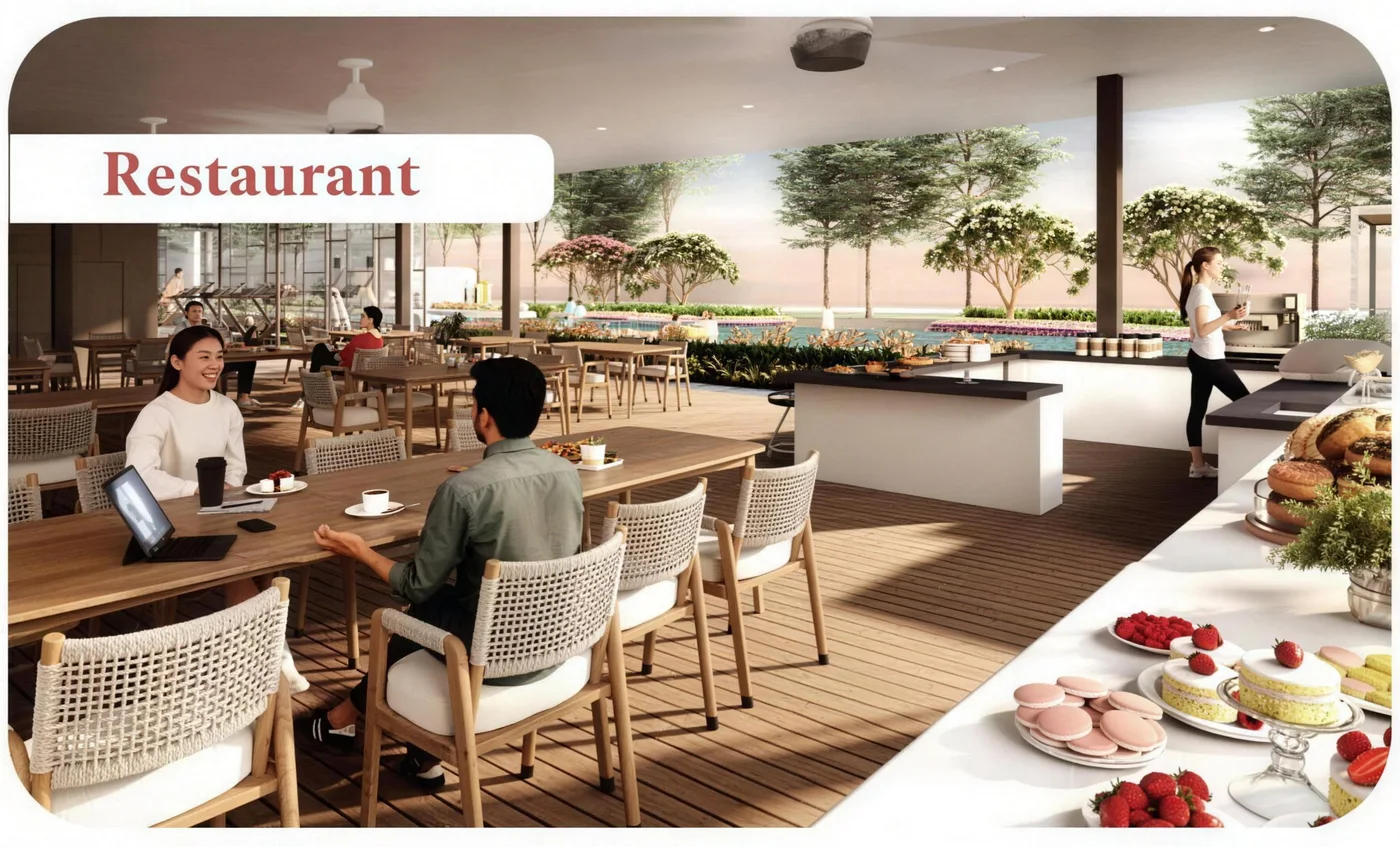 Al-fresco dining terraces in the township